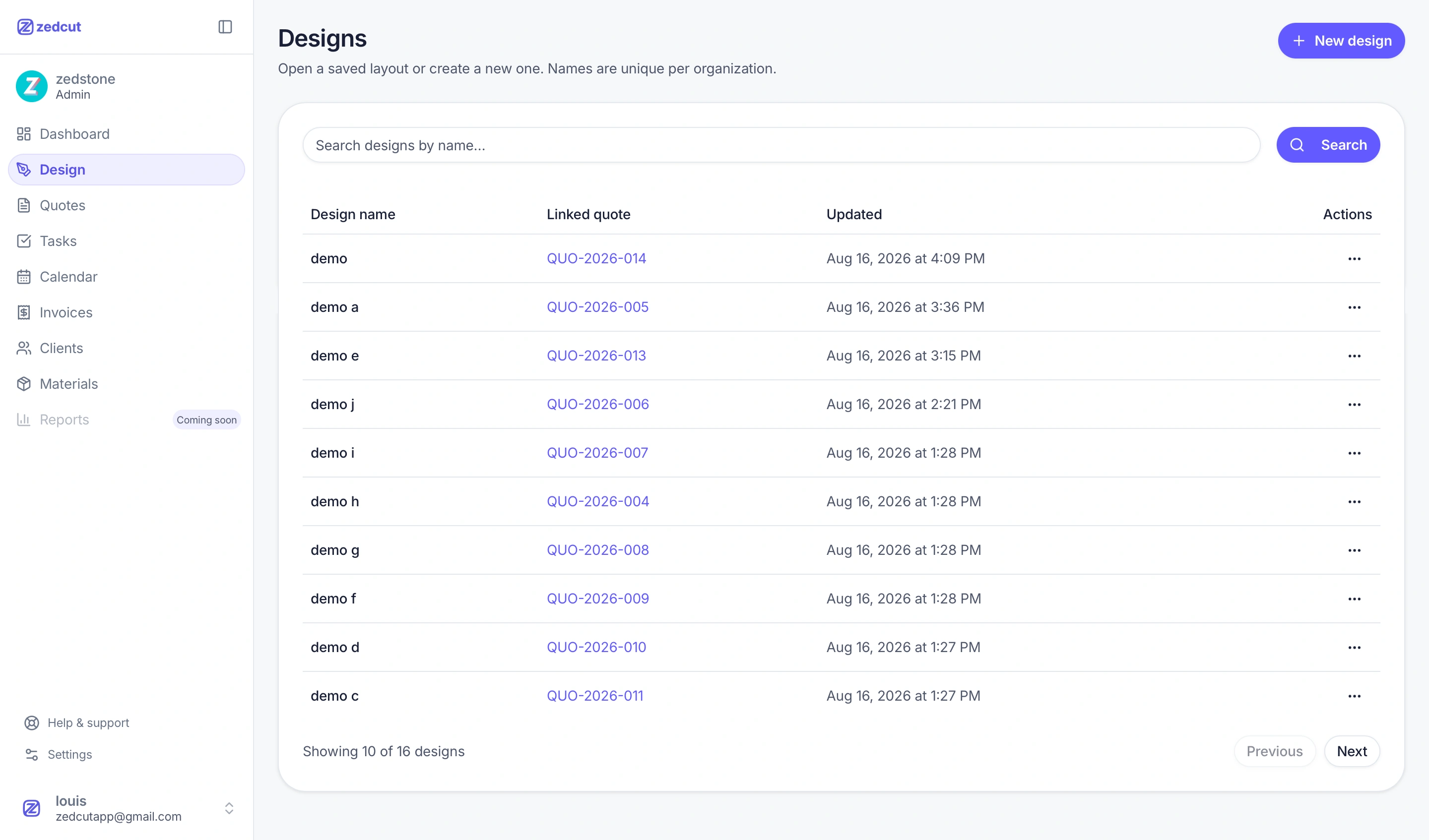 Organization design library with linked quotes